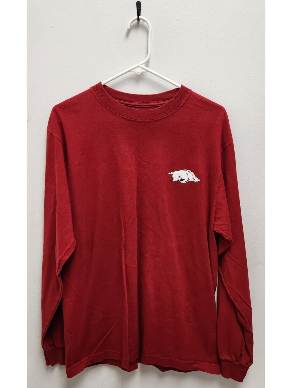 Adidas Arkansas Razorbacks Long Sleeve Shirt Men's Medium Red Tailgating Crew